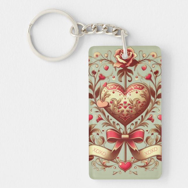 Llavero xoxo de El día de San Valentín cardíaco ventilado (Frente)