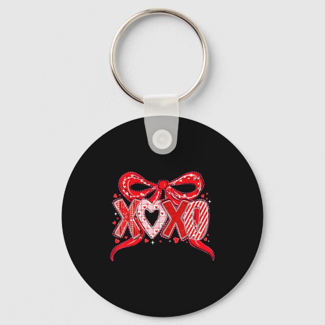 Llavero Xoxo Funny Valentines Day Love Coquette Bow Checke (Anverso)
