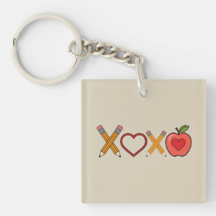 Llavero XOXO Profesor Lápiz y manzana del Día de San Valen