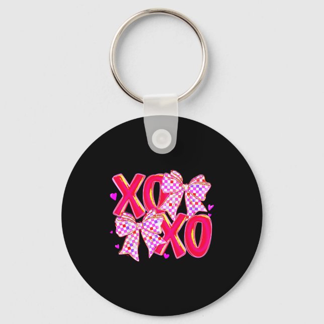 Llavero Xoxo Valentines Day Love Funny Coquette Bow Checke (Anverso)