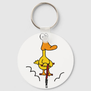 Llavero XX- Pato gracioso en un palo de pogo