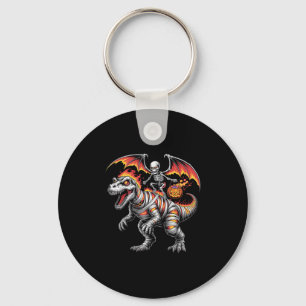 Llavero Y Skeleton Riding Dinosaur T-rex Halloween Calabaz