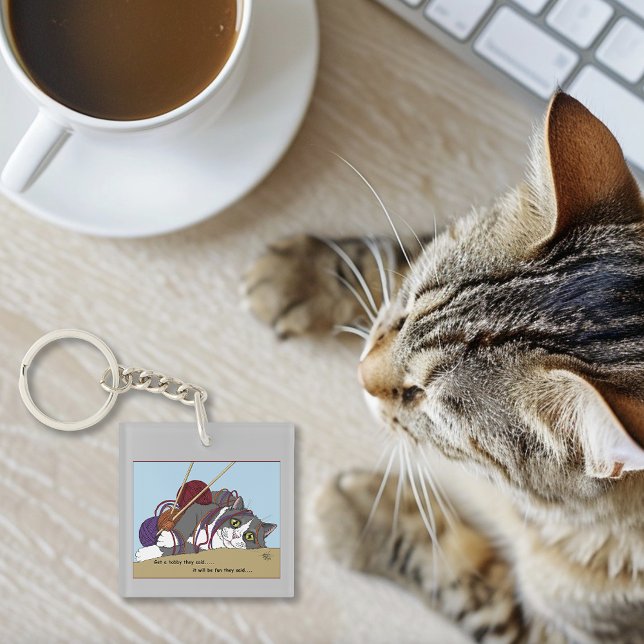 Llavero Yarn Knitting Funny Cat (Subido por el creador)