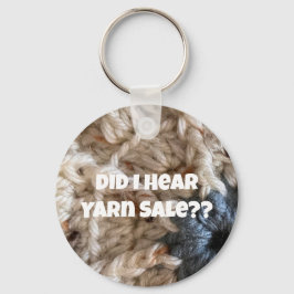 Llavero Yarn Love Knit Crochet Blue Beige Funny