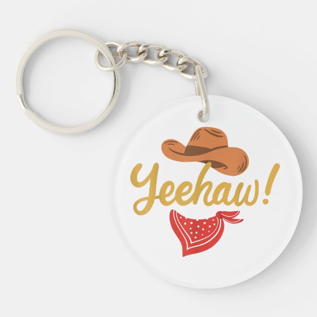 Llavero Yeehaw Cowboy Cowgirl Rodeo de campo occidental (Frente)