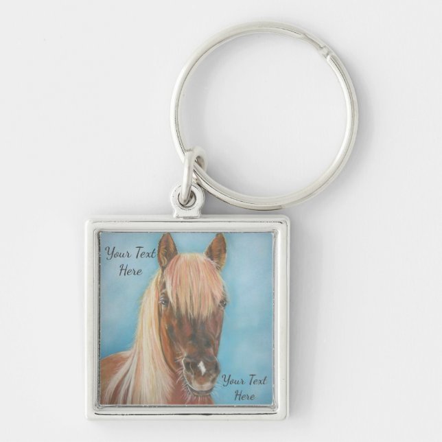 Llavero yegua equina de la castaña con el caballo rubio (Frente)