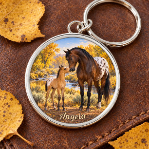 Llavero Yegua y potro Appaloosa personalizados