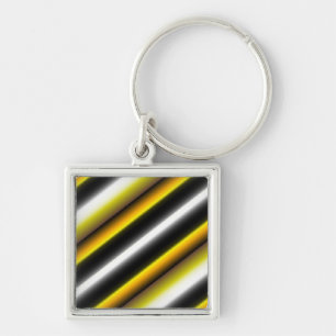 Llavero Yellow Black White Rainbow Stripes