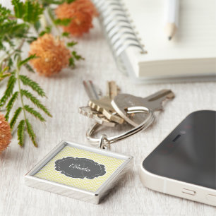 Llavero Yellow Chevron Personalized Keychain