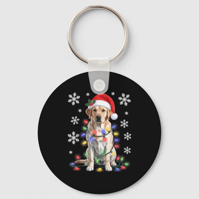 Llavero Yellow Labrador Retriever Christmas Tree Light Paj (Anverso)