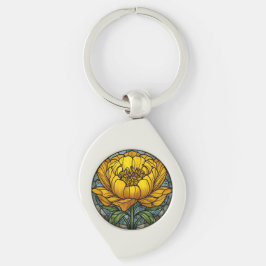 Llavero Yellow Peony Stained Glass