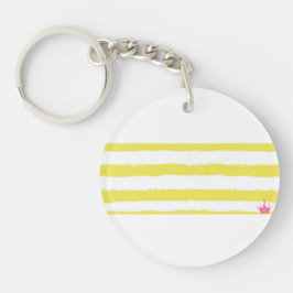 Llavero Yellow stripes and a pink crown Acrylic Keychain