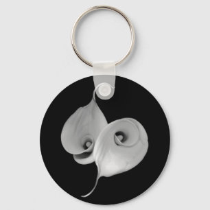 LLAVERO YIN FLORAL BLANCO Y NEGRO YANG