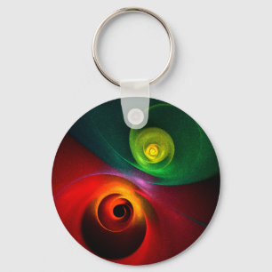 Llavero Yin Verde Rojo Yang Patrón de arte abstracto moder