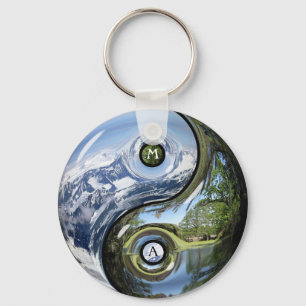 Llavero Yin Y Yang Como Planeta Tierra Con Tu Monograma