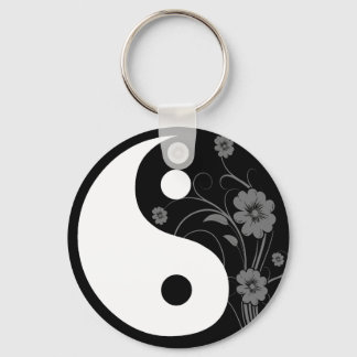 Llavero Yin Yang Black Floral Keychain