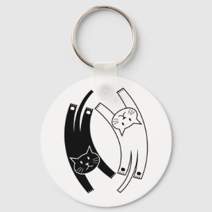 Llavero Yin & Yang Cats Keychain (on white)