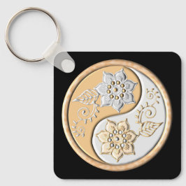 Llavero Yin Yang de oro y plata 