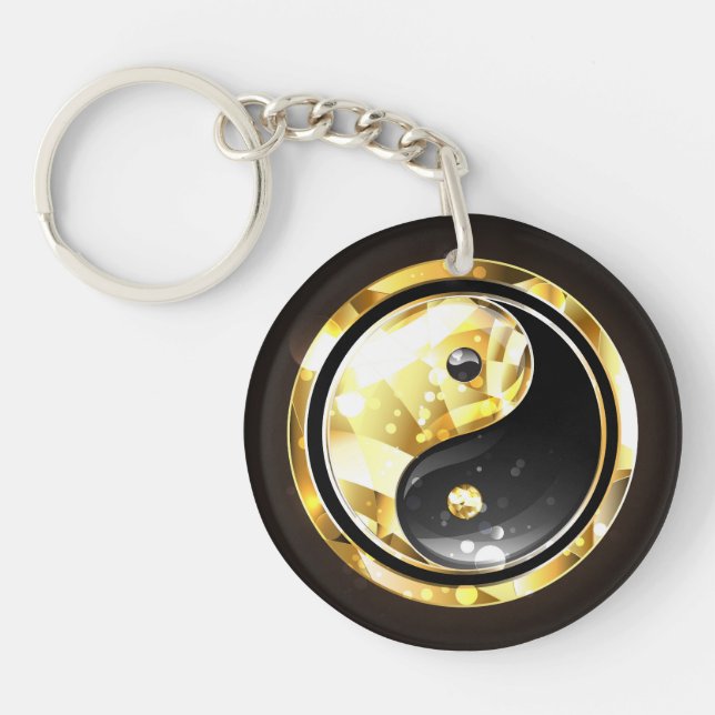 Llavero Yin Yang dorado en negro (Frente)