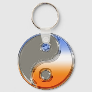 Llavero Yin Yang en Silver y Sunrise