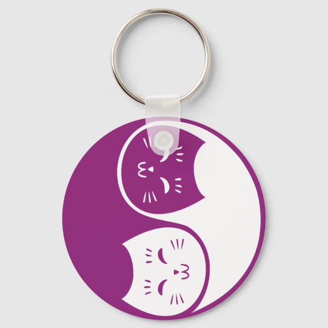 Llavero Yin Yang Gatos en Plum (Anverso)