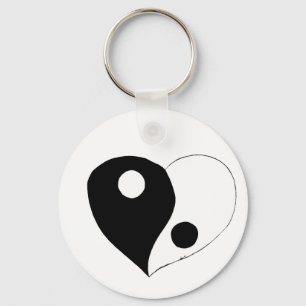 Llavero Yin Yang Heart (B/W)