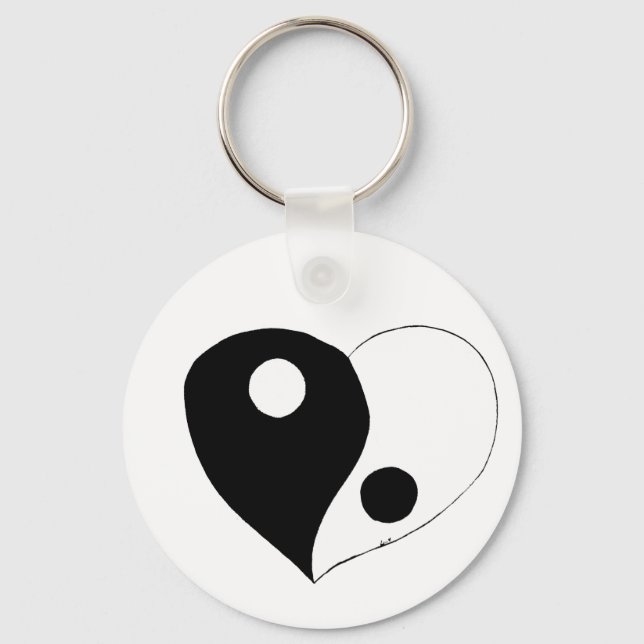 Llavero Yin Yang Heart (B/W) (Anverso)