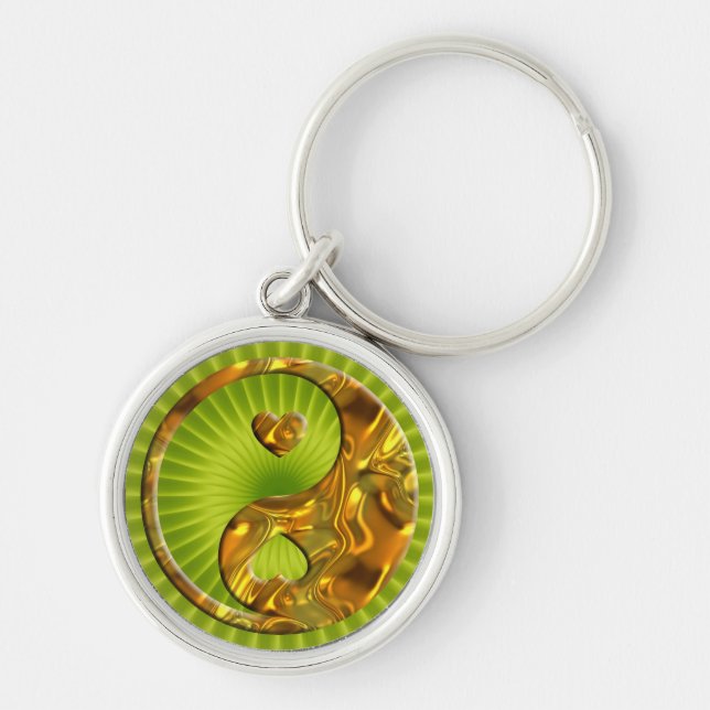 Llavero Yin & Yang / Hearts gold (Frente)