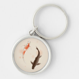 Llavero Yin Yang Koi pesca en la pintura oriental del