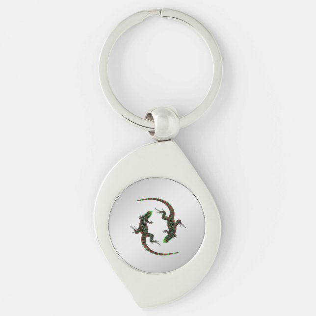 Llavero Yin Yang Lizards Silver (Anverso)