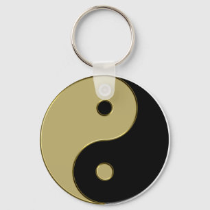 Llavero yin yang negro y dorado