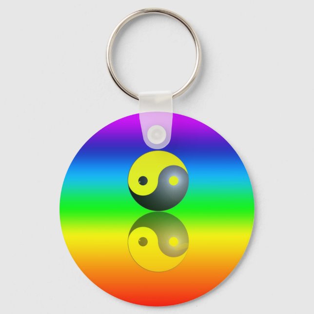 Llavero Yin & Yang símbolo en Chakra colores móvil 1 (Anverso)