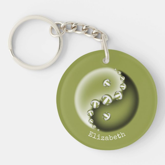 Llavero yin yang volleyball nombre personalizado etiqueta  (Frente)