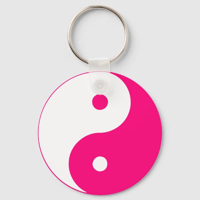Llavero Yin Yang Ying Rótulo taoísmo chino Taijitu rosado (Anverso)
