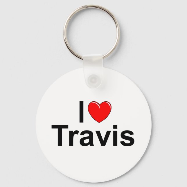 Llavero Yo amo (corazón) a Travis (Anverso)