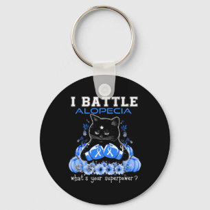 Llavero Yo combato el gato divertido de la conciencia de l