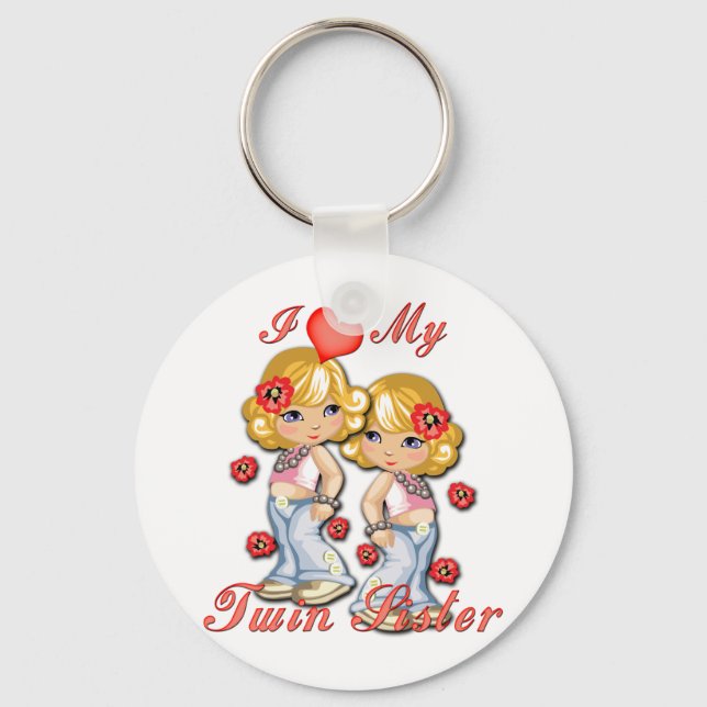 Llavero Yo (corazón) mi hermana gemela (Anverso)