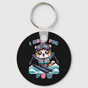 Llavero Yo maúllo por pow divertido kawaii gato esquí anim