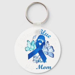 Llavero Yo Uso Azul Para Mi Mamá Mariposa Diabetes Awares