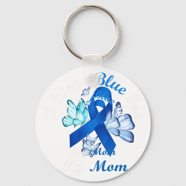 Llavero Yo Uso Azul Para Mi Mamá Mariposa Diabetes Awares (Anverso)