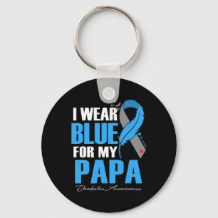 Llavero Yo Uso Azul Para Mi Papá Diabetes Feather Awarenes