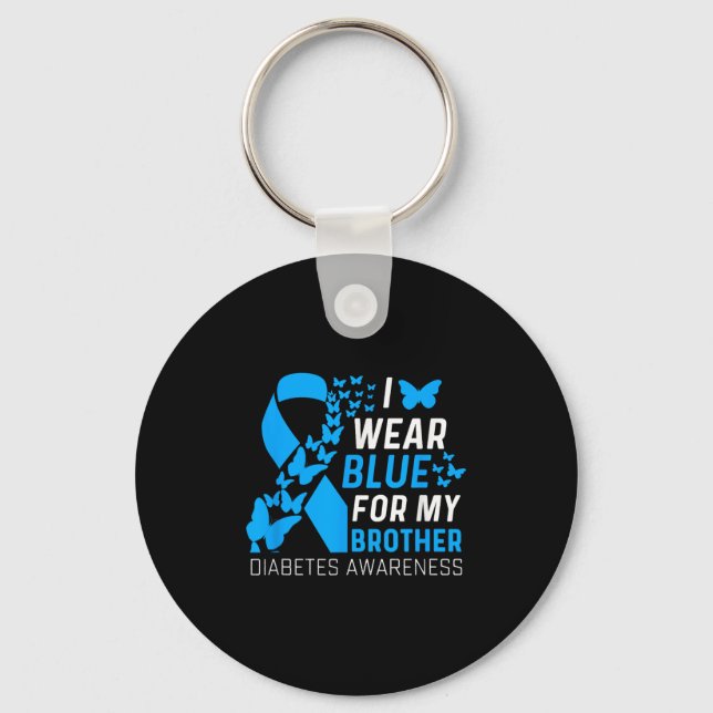 Llavero Yo Uso Blues Para Mi Hermano Ribbon Diabetes Aware (Anverso)