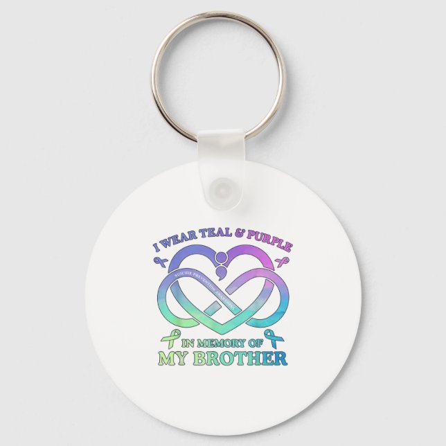 Llavero Yo Uso El &amp Verde azulado; Memoria Púrpura De M (Anverso)