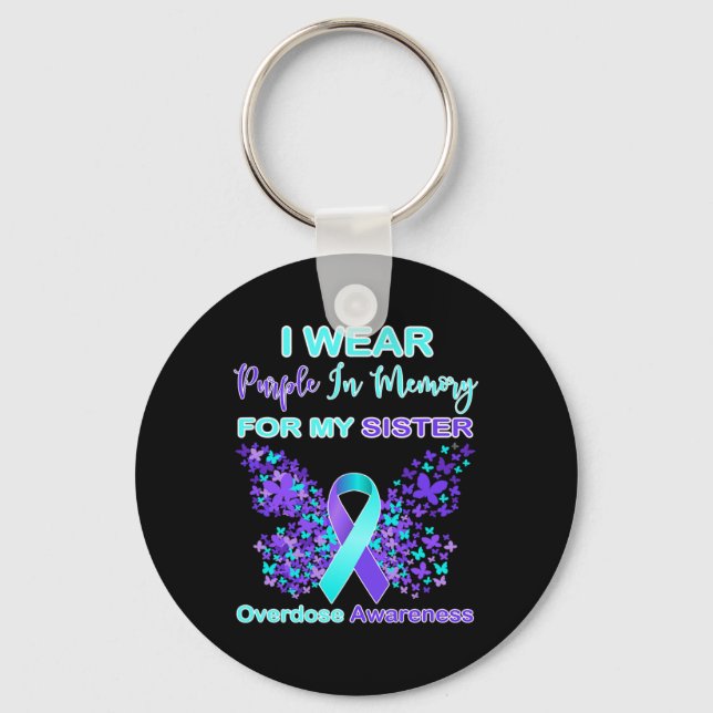 Llavero Yo Uso Morado En Memoria De Mi Hermana Sobredosifi (Anverso)