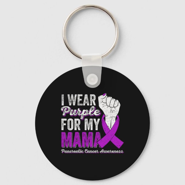 Llavero Yo Uso Púrpura Para Mi Mamá Pancreatic Cancer Awar (Anverso)