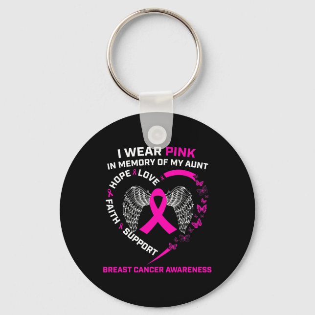 Llavero Yo Uso Rosa En Memoria De Mi Tía Cáncer De Mama Aw (Anverso)