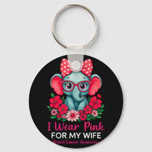 Llavero Yo Uso Rosa Para Mi Esposa Elefante Cáncer De Mama