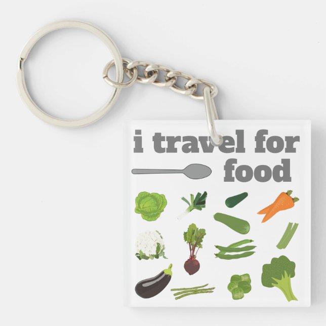 Llavero yo viajo por comida Keychain (Frente)