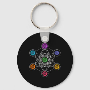 Llavero Yoga Geometría Sagrada Cubo de Metatrón Arcoíris C
