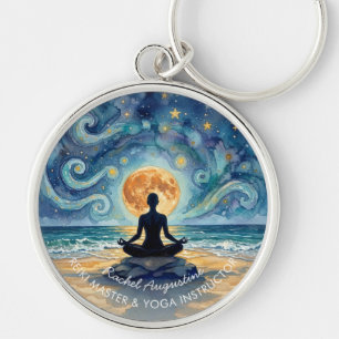Llavero Yoga Meditación Playa del Océano Cielo Nocturno Es